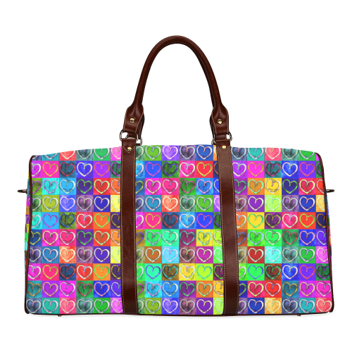 Lovely Hearts Mosaic Pattern - Grunge Colored Waterproof Travel Bag/Large (Model 1639)