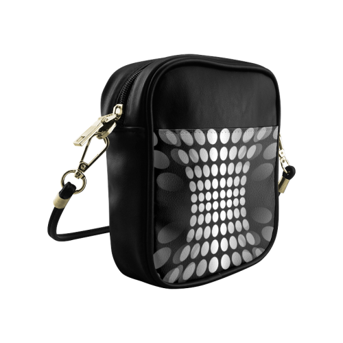Abstract Dots HOURGLASS black grey white Sling Bag (Model 1627)