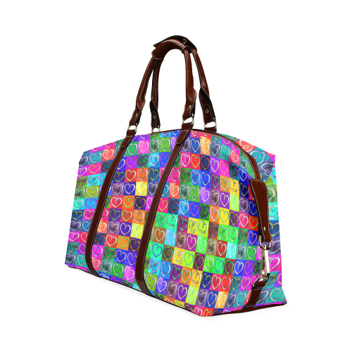 Lovely Hearts Mosaic Pattern - Grunge Colored Classic Travel Bag (Model 1643)