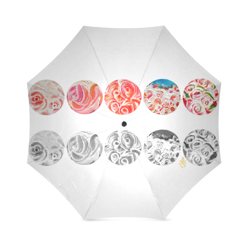 rose cream cones in a row Foldable Umbrella (Model U01)