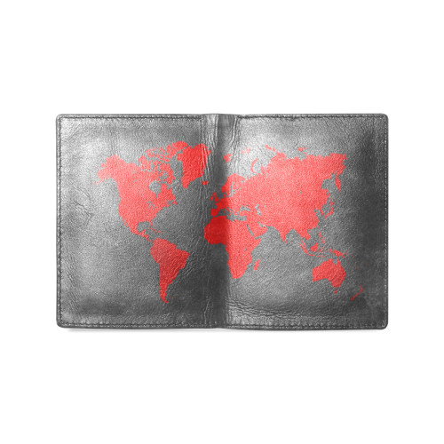 world map 24 Men's Leather Wallet (Model 1612)