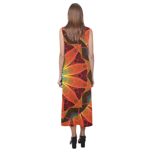 Radiance and Light, Orange Brown Awakening Phaedra Sleeveless Open Fork Long Dress (Model D08)