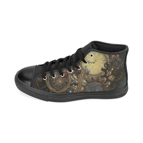 Painting Steampunk clocks and gears Men’s Classic High Top Canvas Shoes /Large Size (Model 017)