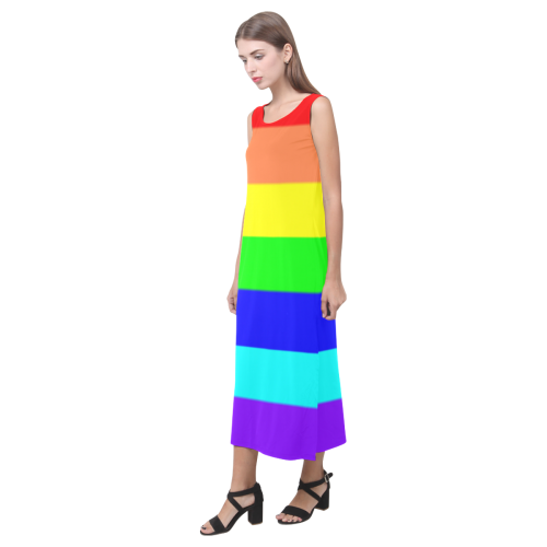 Rainbow Stripes Phaedra Sleeveless Open Fork Long Dress (Model D08)