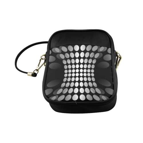 Abstract Dots HOURGLASS black grey white Sling Bag (Model 1627)