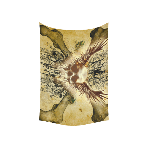Amazing skull, wings and grunge Cotton Linen Wall Tapestry 60"x 40"