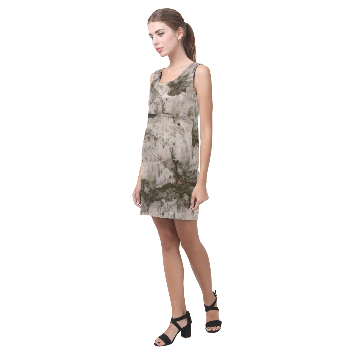 White Birch Bark Helen Sleeveless Dress (Model D10) | ID: D632611