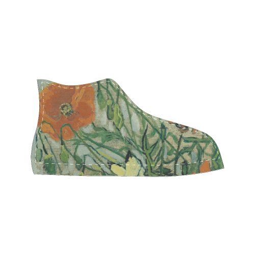 Van Gogh Poppies Butterflies Nature Women's Classic High Top Canvas Shoes (Model 017)