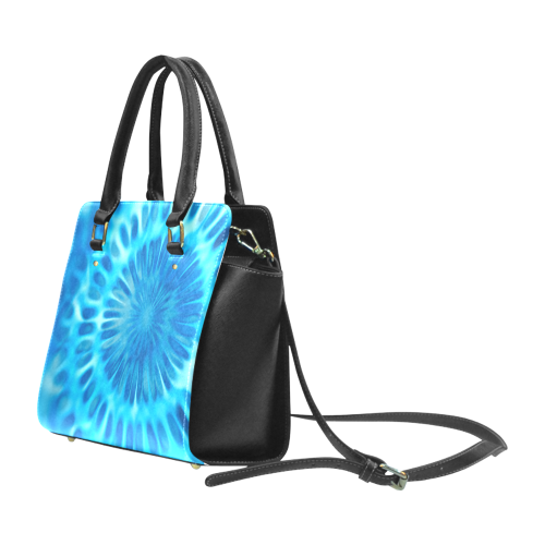 MAGIC FRACTAL FLOWER blue cyan Classic Shoulder Handbag (Model 1653)