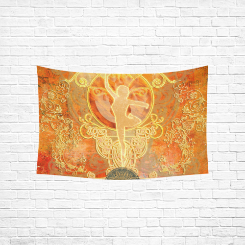 The ballet dancer  in yellow and red Cotton Linen Wall Tapestry 60"x 40"