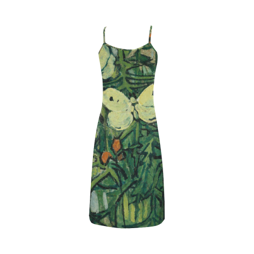 Van Gogh Poppies And Butterflies Alcestis Slip Dress (Model D05)