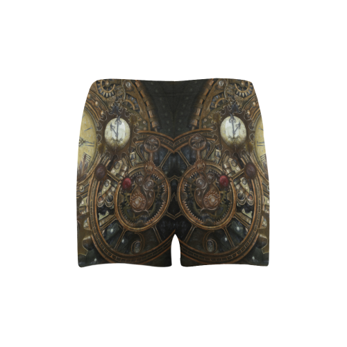 Painting Steampunk clocks and gears Briseis Skinny Shorts (Model L04)