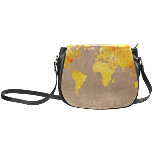 world map 23 Classic Saddle Bag/Large (Model 1648)