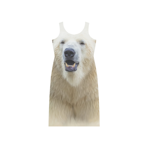 Cute  Zoo Polar Bear Phaedra Sleeveless Open Fork Long Dress (Model D08)