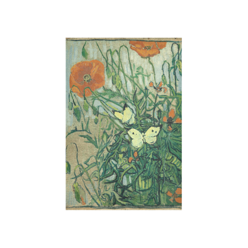 Van Gogh Poppies And Butterflies Cotton Linen Wall Tapestry 40"x 60"