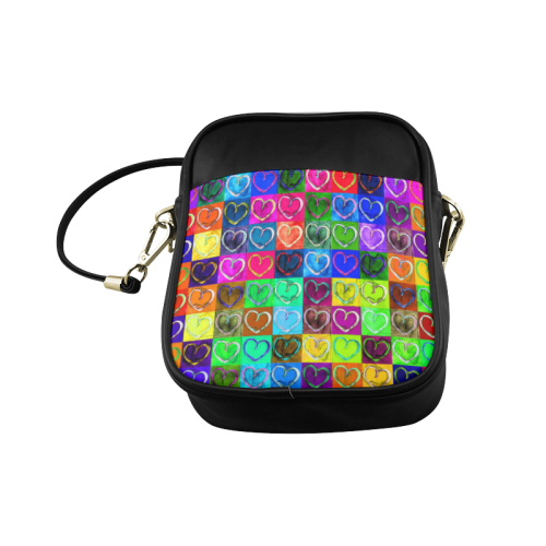 Lovely Hearts Mosaic Pattern - Grunge Colored Sling Bag (Model 1627)
