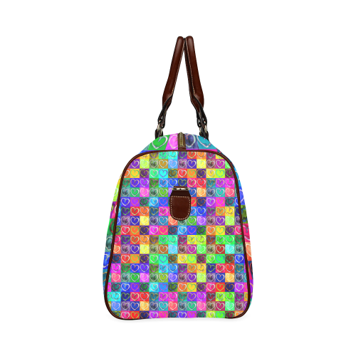 Lovely Hearts Mosaic Pattern - Grunge Colored Waterproof Travel Bag/Small (Model 1639)