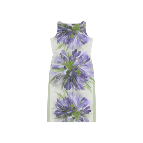 3 Purple Flowers Phaedra Sleeveless Open Fork Long Dress (Model D08)