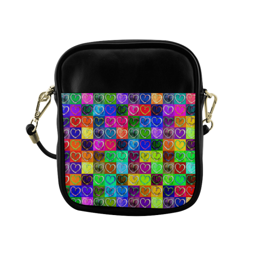 Lovely Hearts Mosaic Pattern - Grunge Colored Sling Bag (Model 1627)