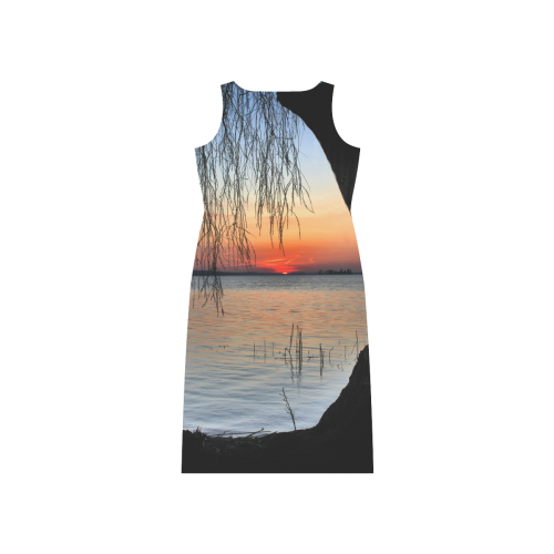 Sunrise Tree Romantic Spring  Water Sea Phaedra Sleeveless Open Fork Long Dress (Model D08)