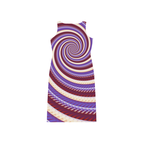 Coarse Woven Design Fawn Lilac Blue Spiral Phaedra Sleeveless Open Fork Long Dress (Model D08)