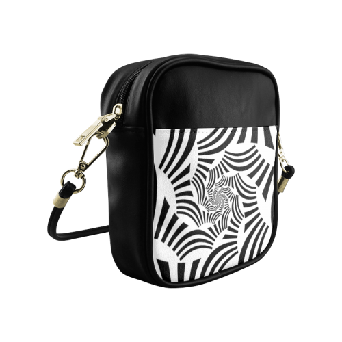 Crazy Spiral Black Stripes Sling Bag (Model 1627)