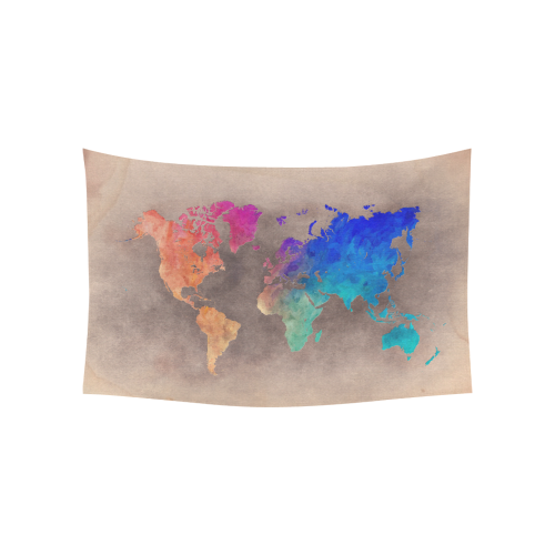 world map 25 Cotton Linen Wall Tapestry 60"x 40"