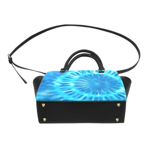 MAGIC FRACTAL FLOWER blue cyan Classic Shoulder Handbag (Model 1653)