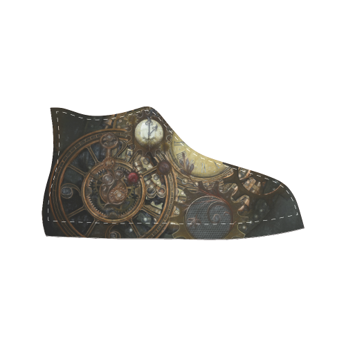 Painting Steampunk clocks and gears Men’s Classic High Top Canvas Shoes /Large Size (Model 017)