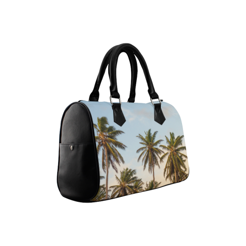 Chilling Tropical Palm Trees Blue Sky Scene Boston Handbag (Model 1621)