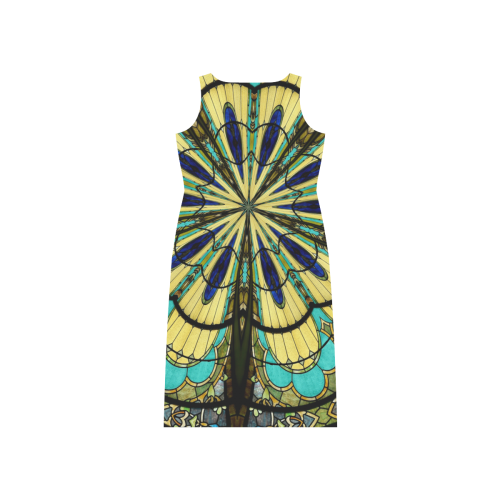 Stained Glass Kaleidoscope Mandala Abstract 5 Phaedra Sleeveless Open Fork Long Dress (Model D08)