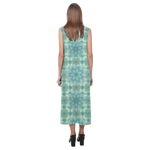 Turquoise Happiness Phaedra Sleeveless Open Fork Long Dress (Model D08)