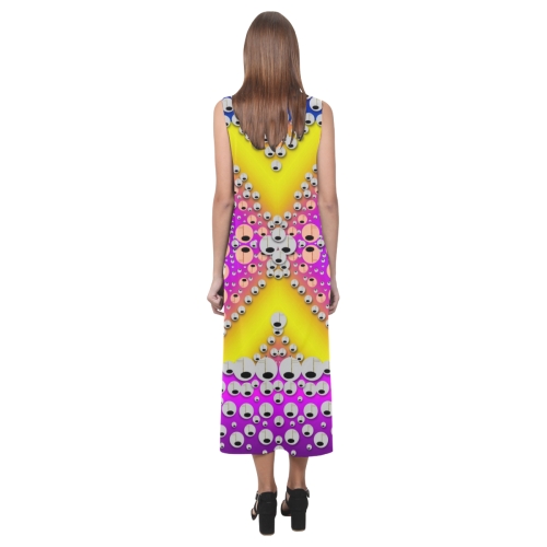 Music Tribute In the sun Peace and Popart Phaedra Sleeveless Open Fork Long Dress (Model D08)