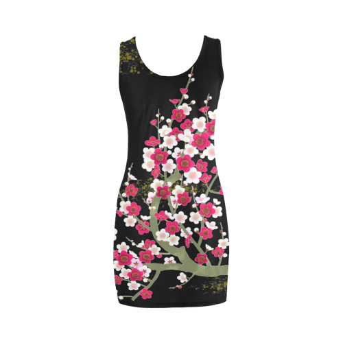 Pink White Sakura Floral Medea Vest Dress (Model D06)