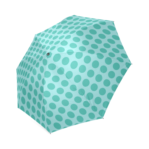 Polkadots Green on Blue Foldable Umbrella (Model U01)