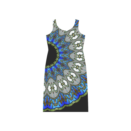 Stained Glass Kaleidoscope Mandala Abstract 7 Phaedra Sleeveless Open Fork Long Dress (Model D08)