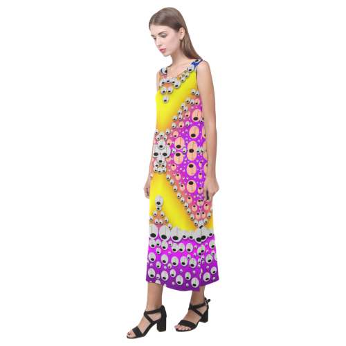 Music Tribute In the sun Peace and Popart Phaedra Sleeveless Open Fork Long Dress (Model D08)