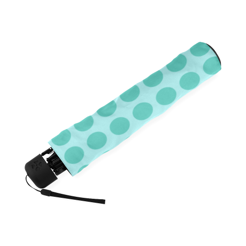 Polkadots Green on Blue Foldable Umbrella (Model U01)