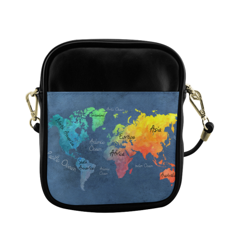world map 30 Sling Bag (Model 1627)