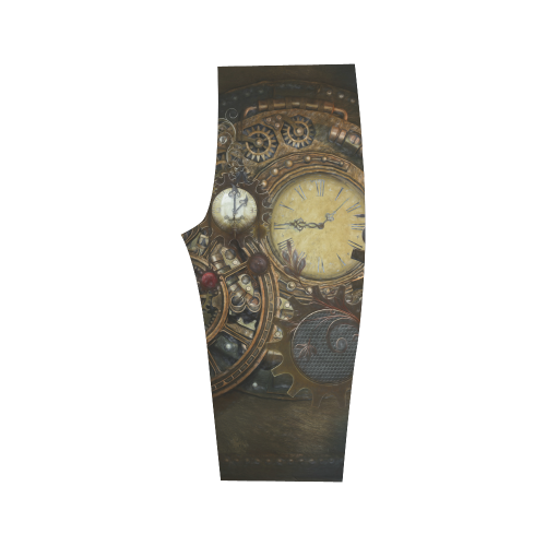 Painting Steampunk clocks and gears Hestia Cropped Leggings (Model L03)