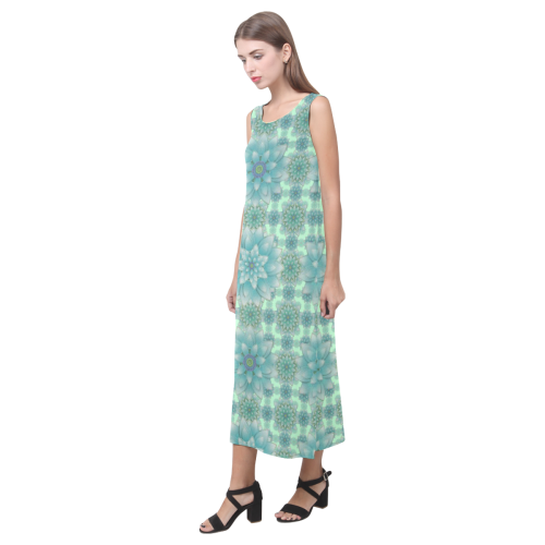 Turquoise Happiness Phaedra Sleeveless Open Fork Long Dress (Model D08)