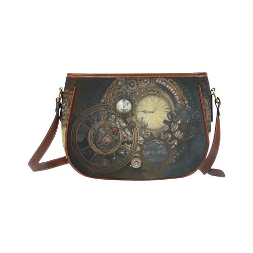 Painting Steampunk clocks and gears Saddle Bag/Small (Model 1649) Full Customization