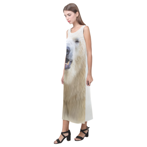 Cute  Zoo Polar Bear Phaedra Sleeveless Open Fork Long Dress (Model D08)
