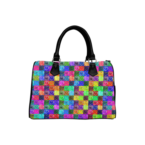 Lovely Hearts Mosaic Pattern - Grunge Colored Boston Handbag (Model 1621)