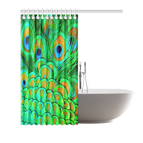 Peacock Feathers Nature Art Shower Curtain 66"x72"