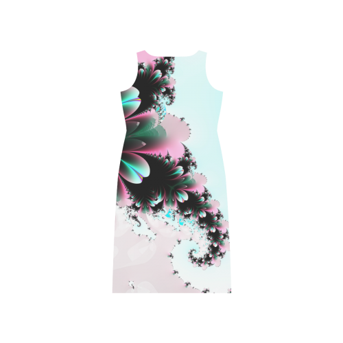 Twilight Comes To The Meadow Fractal Abstract Phaedra Sleeveless Open Fork Long Dress (Model D08)