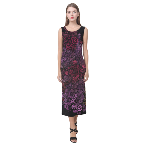 Psychedelic 3D Rose Phaedra Sleeveless Open Fork Long Dress (Model D08)