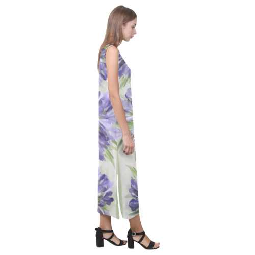 3 Purple Flowers Phaedra Sleeveless Open Fork Long Dress (Model D08)