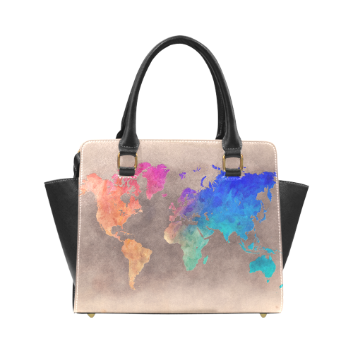 world map 25 Rivet Shoulder Handbag (Model 1645)