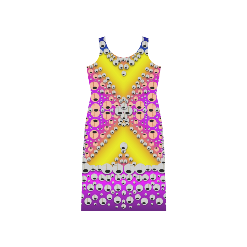 Music Tribute In the sun Peace and Popart Phaedra Sleeveless Open Fork Long Dress (Model D08)